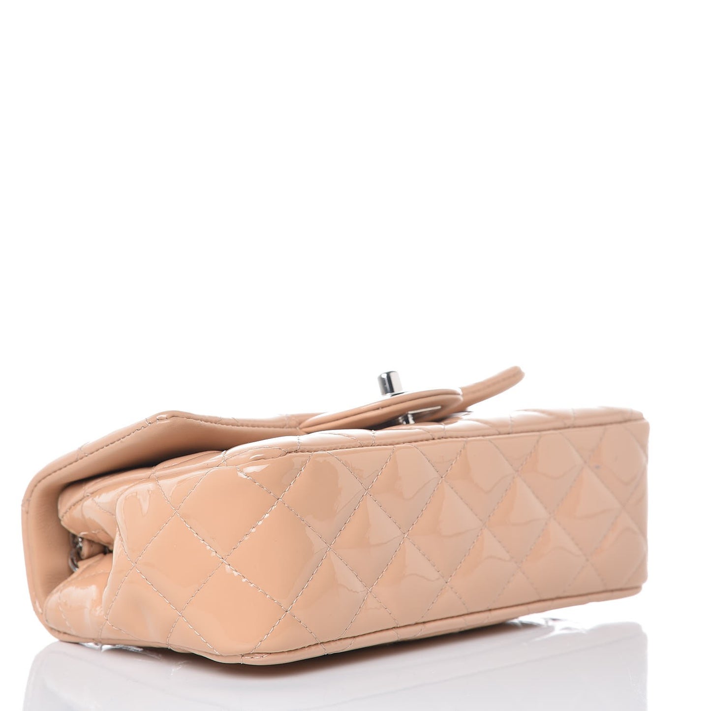 Patent Calfskin Quilted Mini Rectangular Flap Light Pink