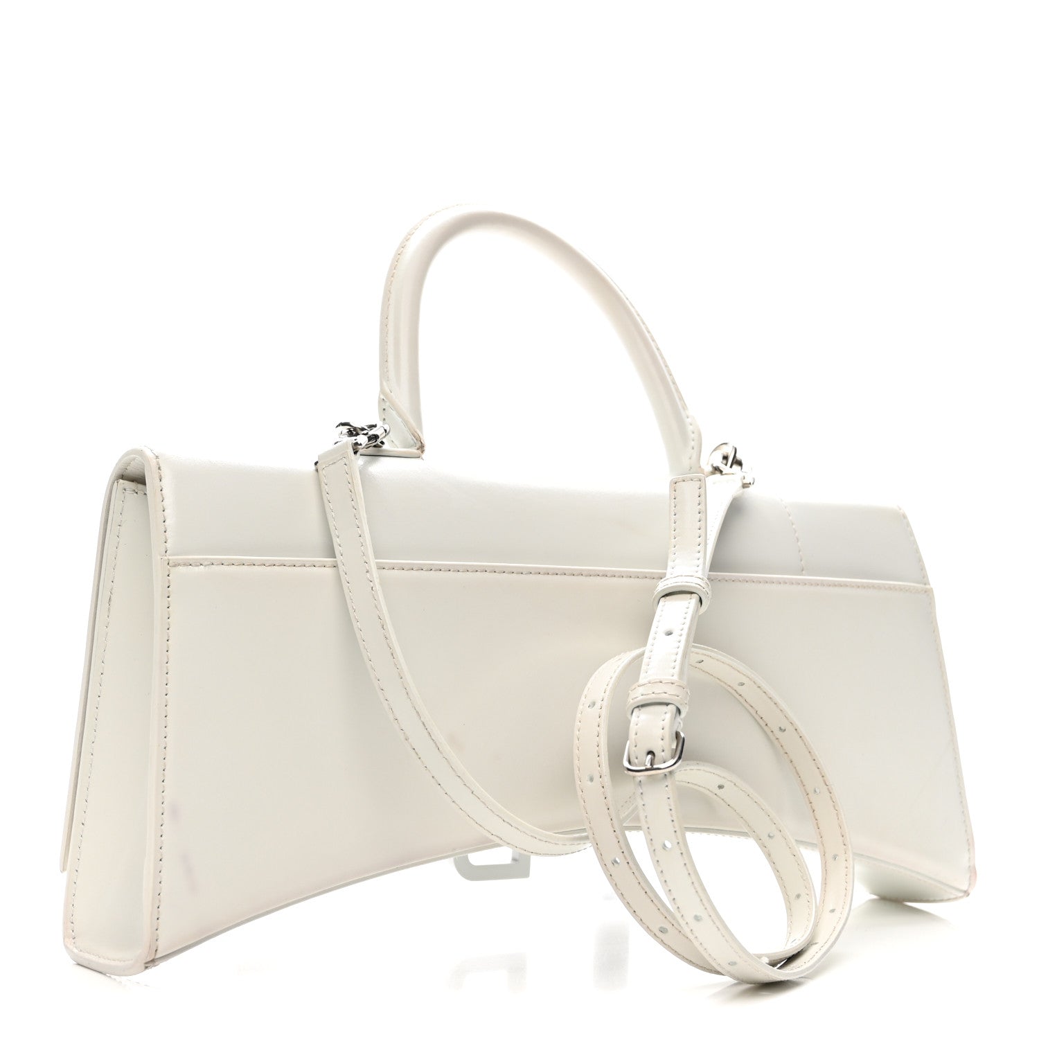 Balenciaga Shiny Box Calfskin Tonal B Hourglass Stretch Top Handle Bag White 3 of 15