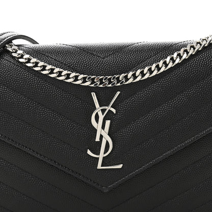 Saint Laurent Grain De Poudre Matelasse Chevron Monogram Envelope Chain Wallet Black 8 of 10