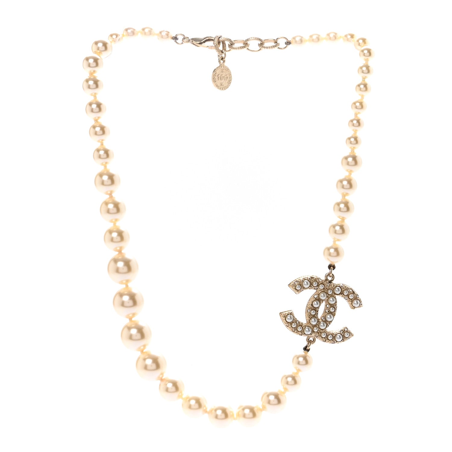 Chanel Pearl CC 100th Anniversary Necklace Light Gold 3 of 6
