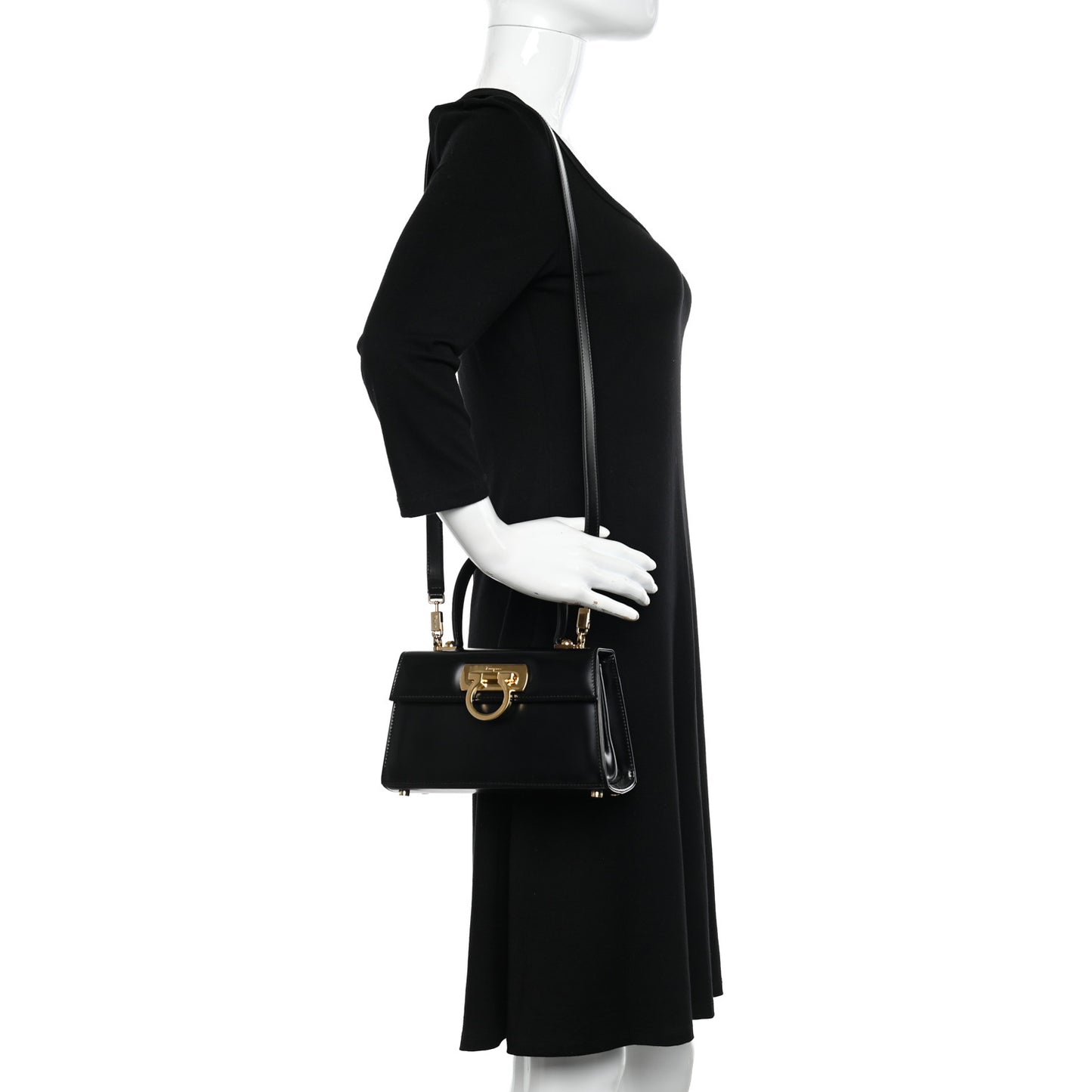 Brushed Off Calfskin Iconic Top Handle Bag Black