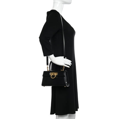 Salvatore Ferragamo Brushed Off Calfskin Iconic Top Handle Bag Black 2 of 10