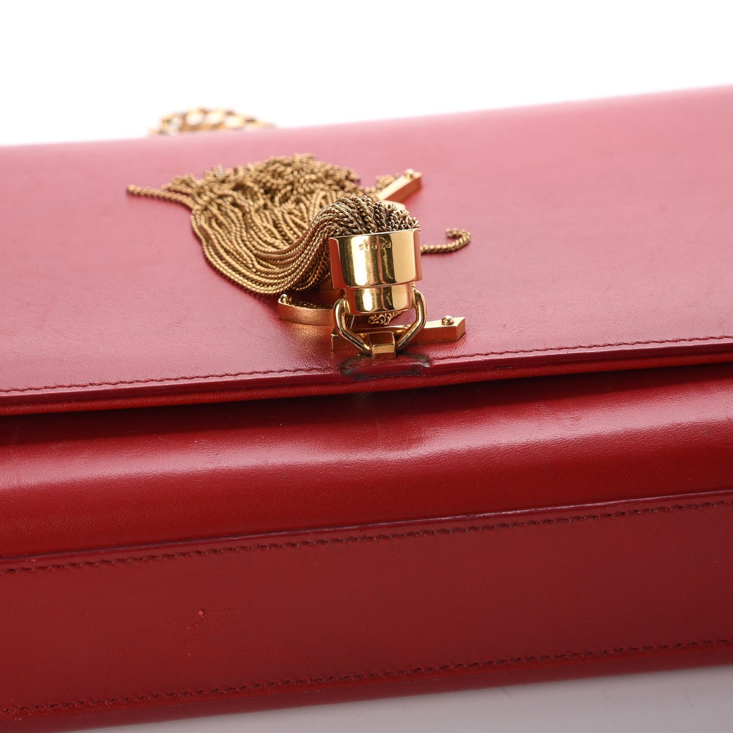 Smooth Calfskin Medium Classic Monogram Kate Tassel Satchel Lipstick Red