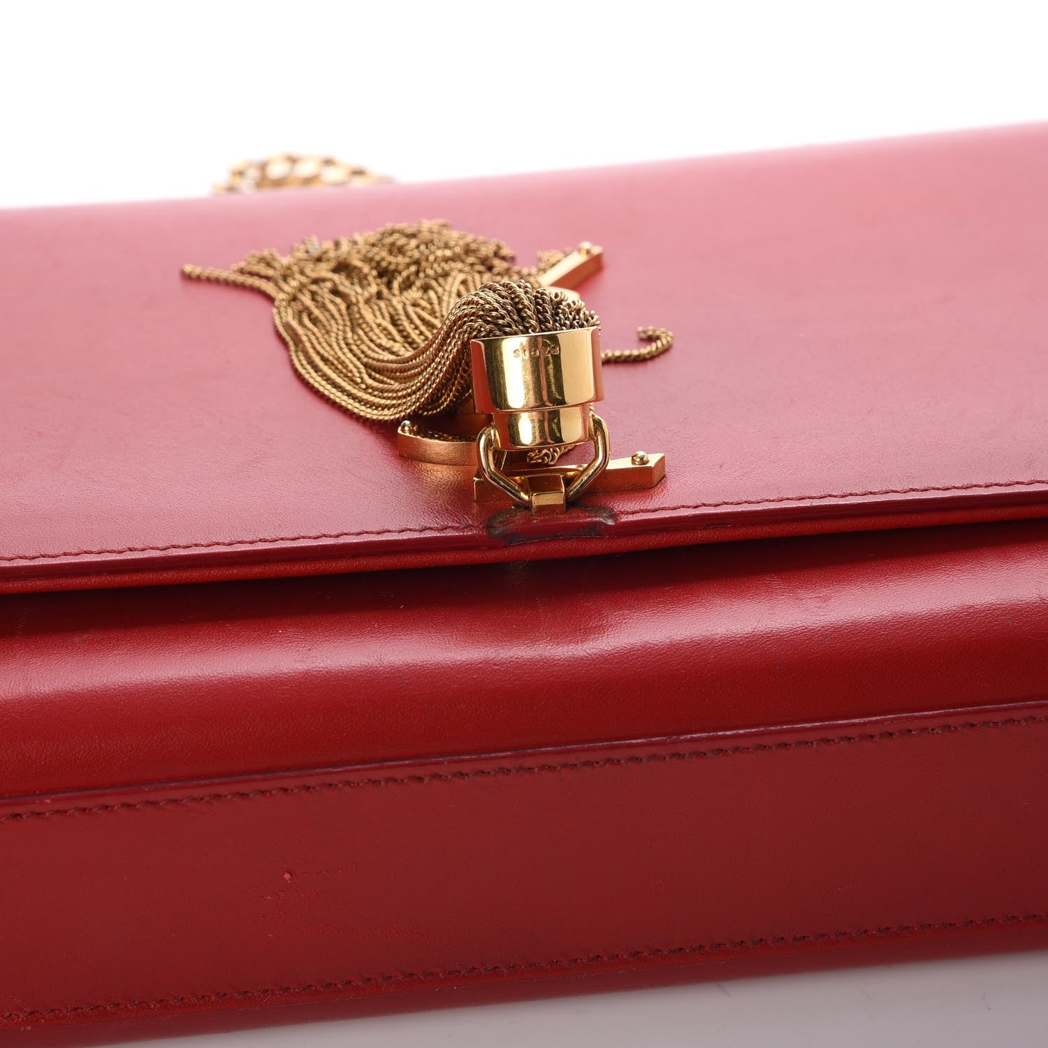 Saint Laurent Smooth Calfskin Medium Classic Monogram Kate Tassel Satchel Lipstick Red 16 of 25