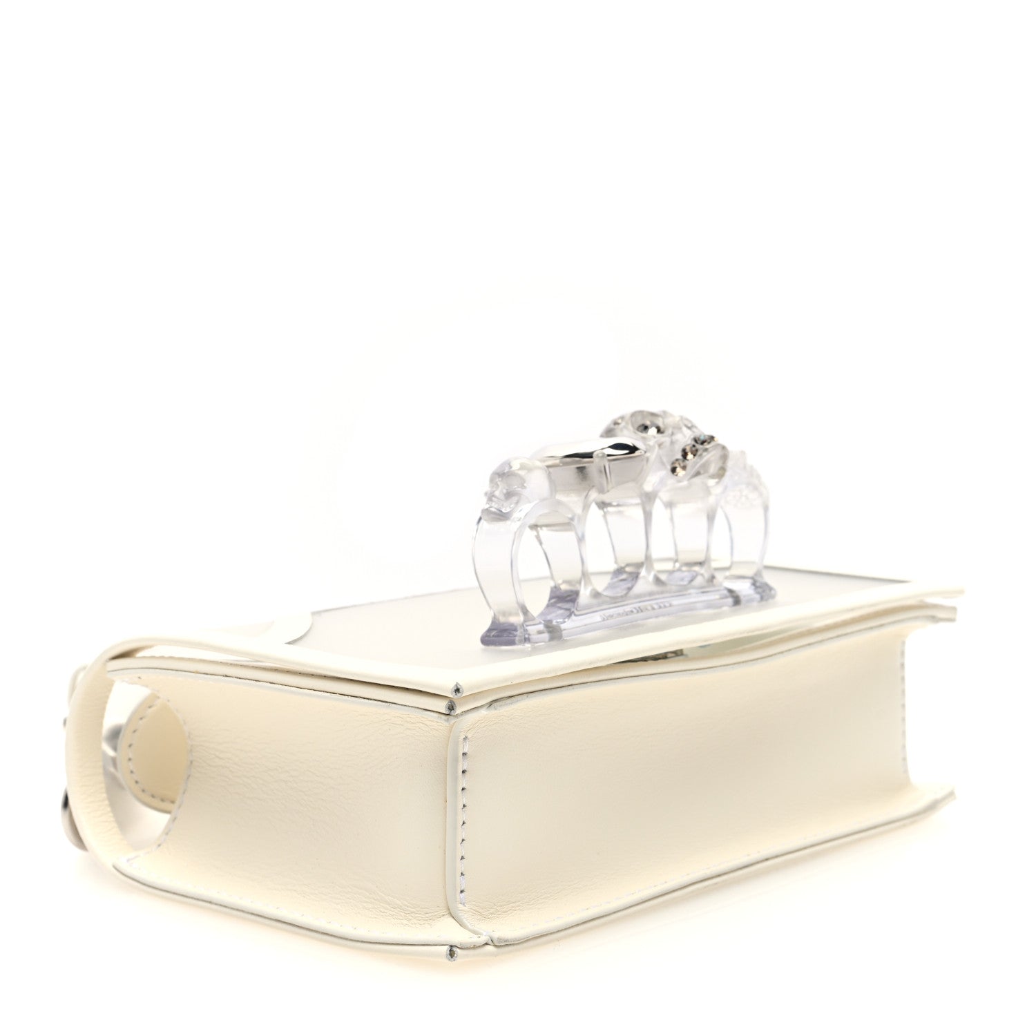 Alexander McQueen Calfskin Polyurethane Mini Jeweled Knuckle Satchel Clear White 4 of 9