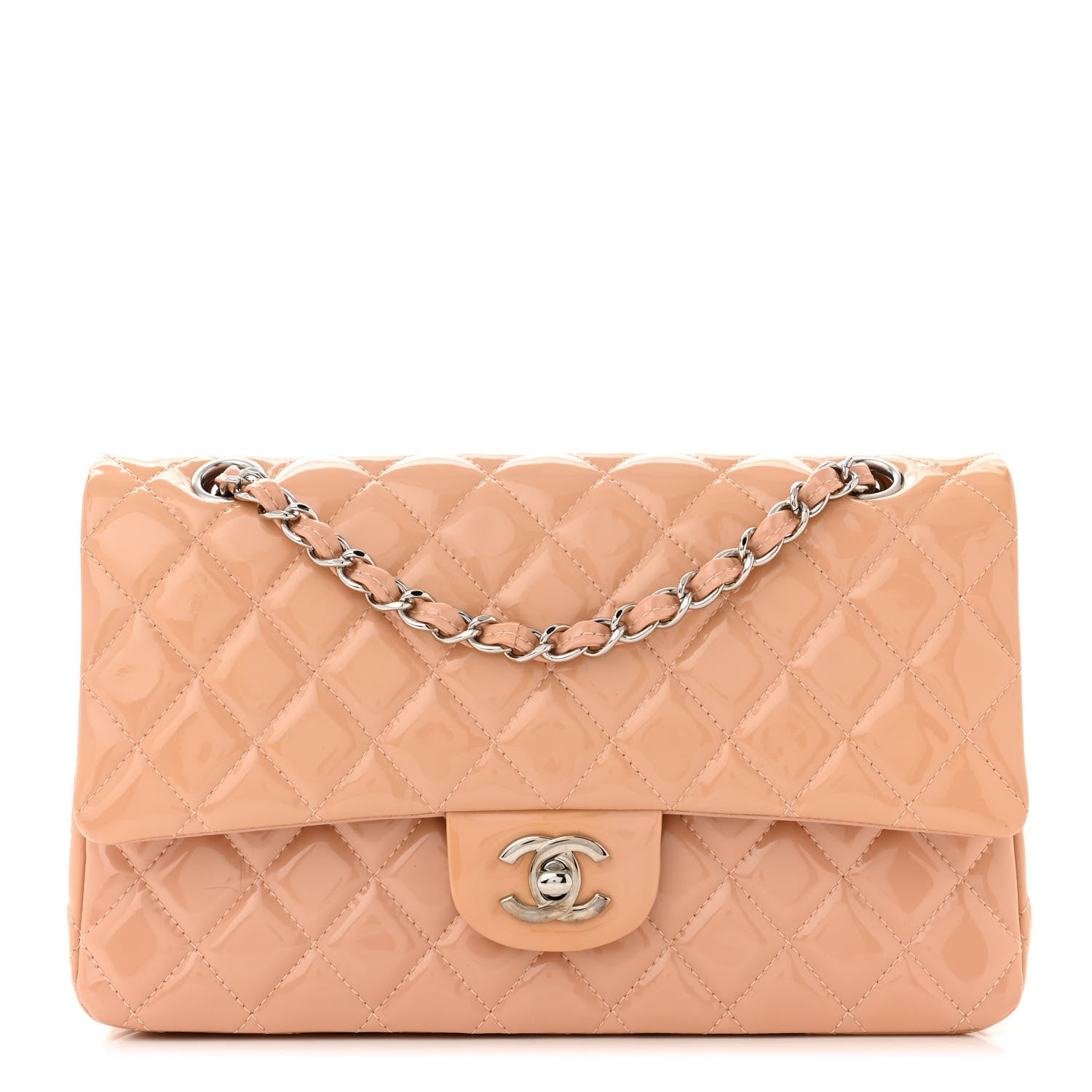 Chanel Patent Quilted Medium Double Flap Light Pink 1 of 11