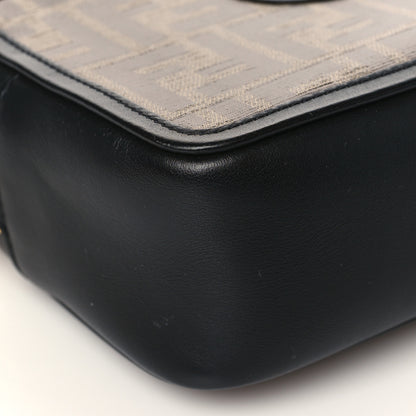 Fendi Glazed Fabric Vitello Century FF 1974 Stamp Patch Mini Camera Case Mogano Panna Black 8 of 10