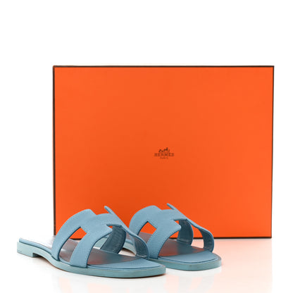 Hermes Epsom Oran Sandals 35.5 Bleu Littoral 9 of 9