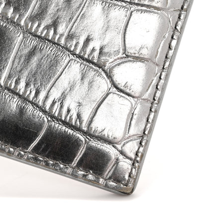 Miu Miu Crocodile Embossed Card Holder Silver 10 of 12