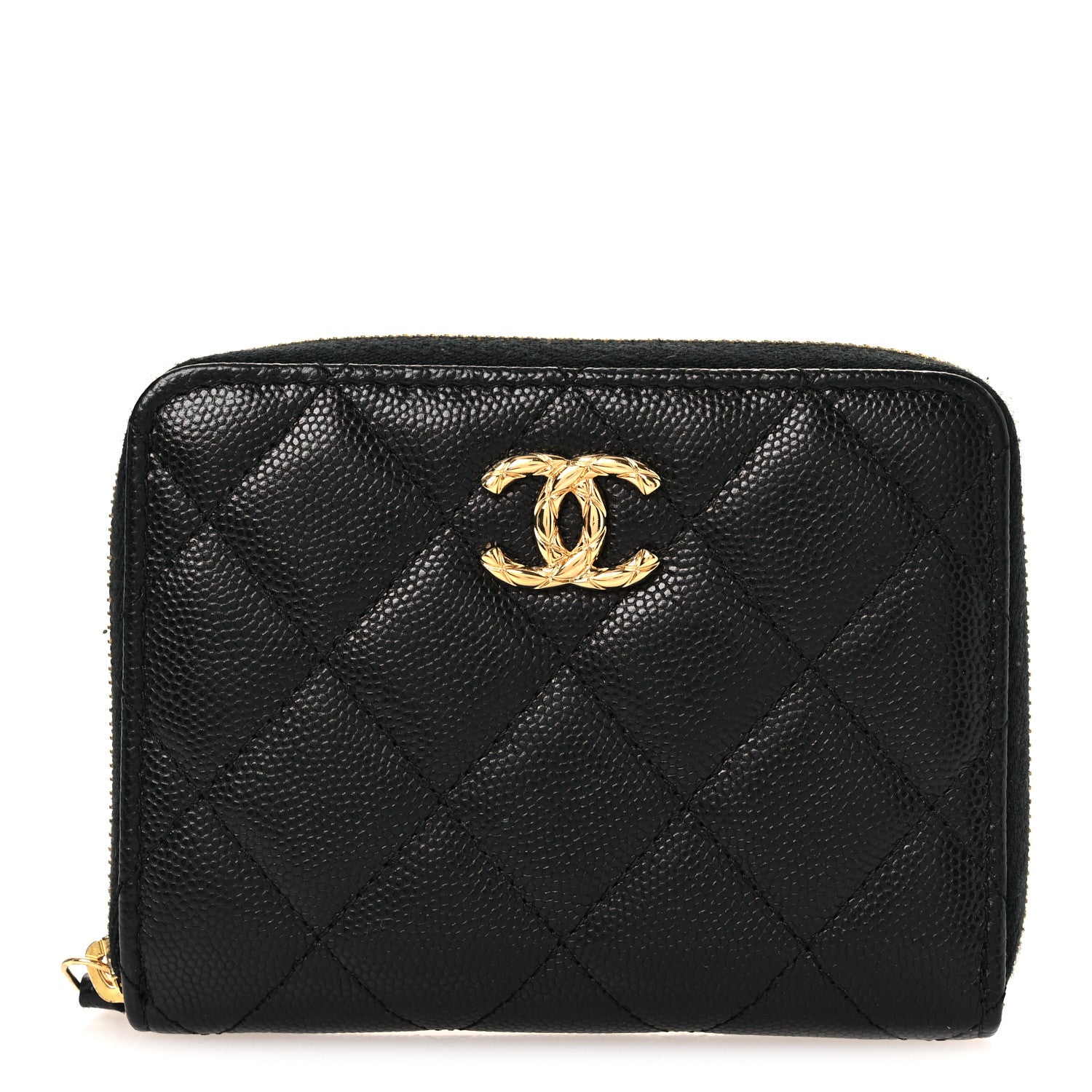 Chanel Caviar Quilted Zip Around Coin Purse Black 1 of 9