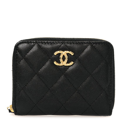 Chanel Caviar Quilted Zip Around Coin Purse Black 1 of 9