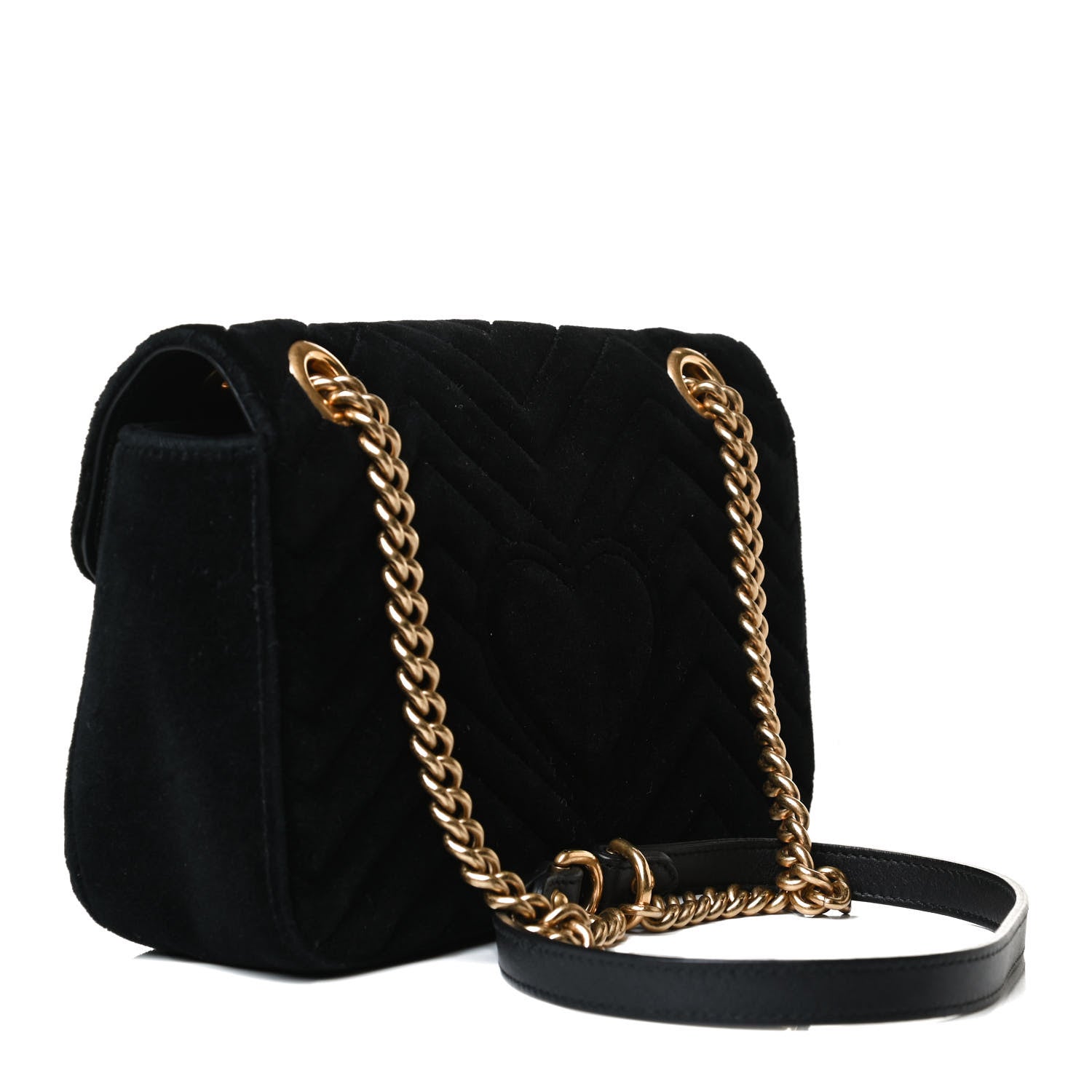 Gucci Velvet Matelasse Small GG Marmont Shoulder Bag Black 3 of 16