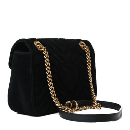 Gucci Velvet Matelasse Small GG Marmont Shoulder Bag Black 3 of 16