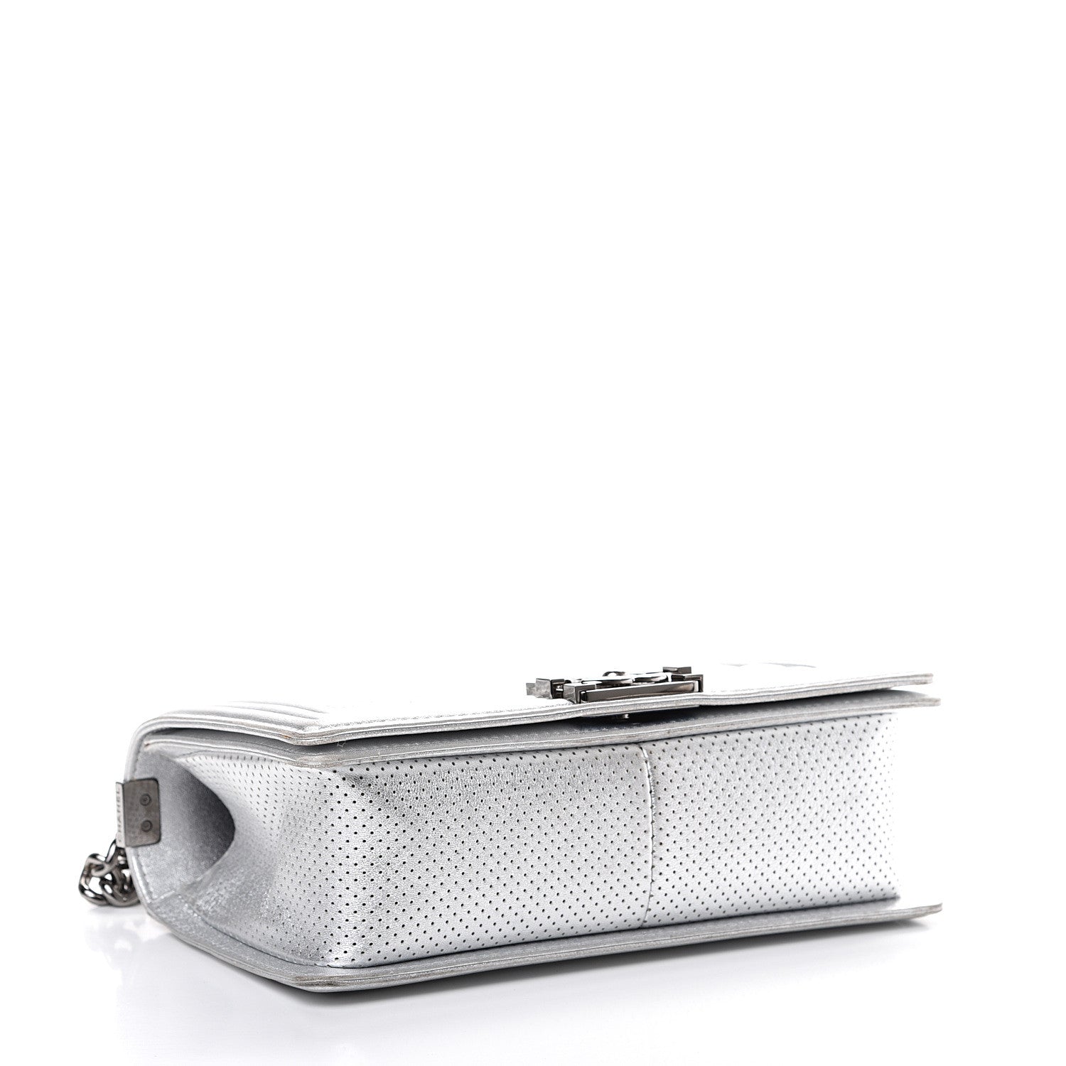 Chanel Metallic Perforated Lambskin Quilted Medium Boy Flap Argent 3 of 20