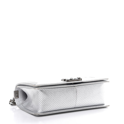 Chanel Metallic Perforated Lambskin Quilted Medium Boy Flap Argent 3 of 20