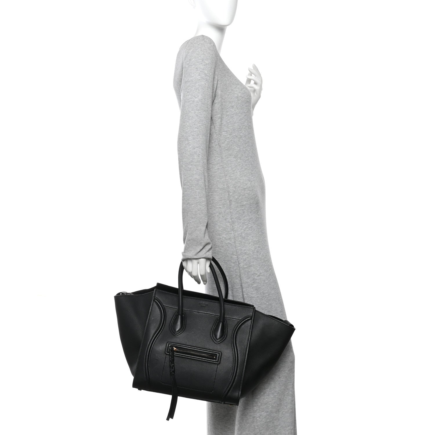 Celine Supple Calfskin Medium Phantom Luggage Black 2 of 9