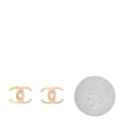 Chanel Crystal CC Large Stud Earrings Gold 2 of 5