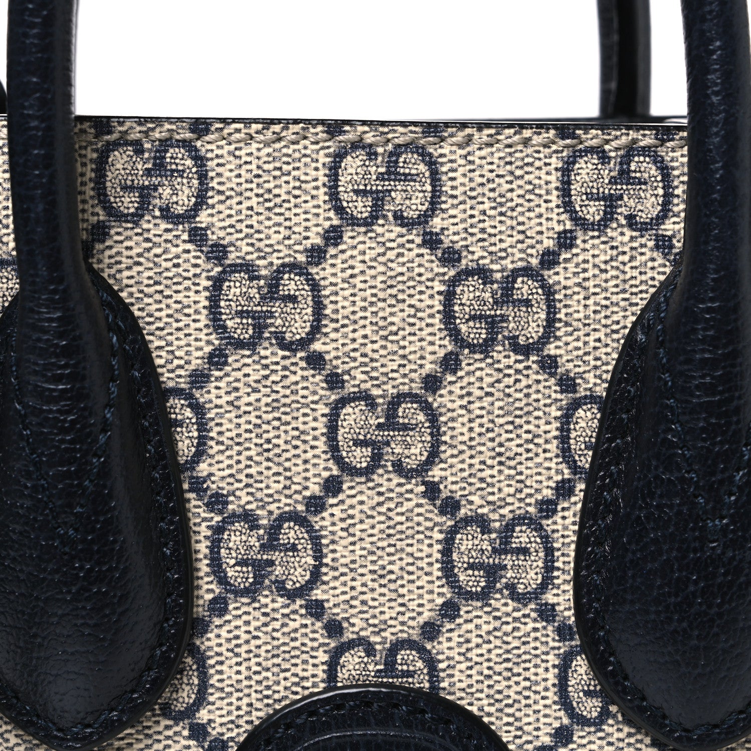Gucci GG Supreme Monogram Textured Dollar Calfskin Mini Retro Interlocking G Tote Bag Beige Blue 8 of 10
