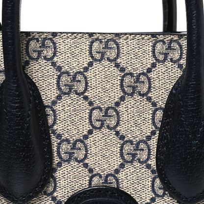 Gucci GG Supreme Monogram Textured Dollar Calfskin Mini Retro Interlocking G Tote Bag Beige Blue 8 of 10