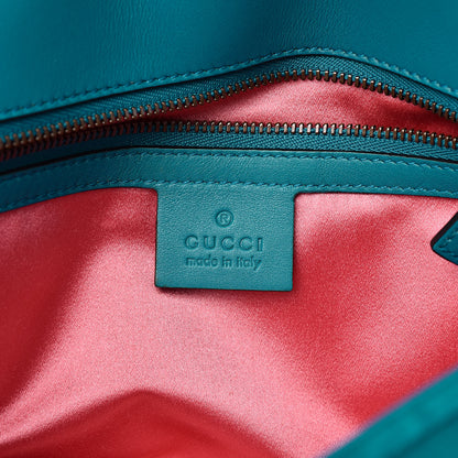 Gucci Velvet Matelasse Small GG Marmont Shoulder Bag Pavone Cyan 6 of 10