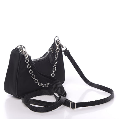 Prada Tessuto Nylon Mini Re-Edition 2000 Shoulder Bag Black 3 of 10