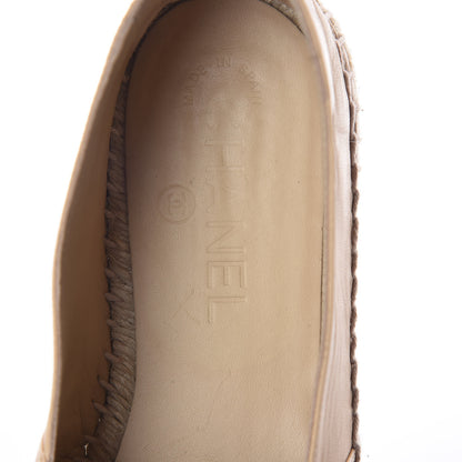 Chanel Lambskin CC Espadrilles 38 Beige Black 6 of 8