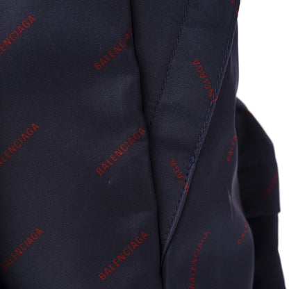 Balenciaga Twill Nylon Allover Logo Print Explorer Backpack Bleu Canopee Rouge 8 of 10