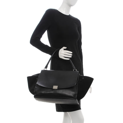 Celine Drummed Calfskin Suede Large Trapeze Black 2 of 14