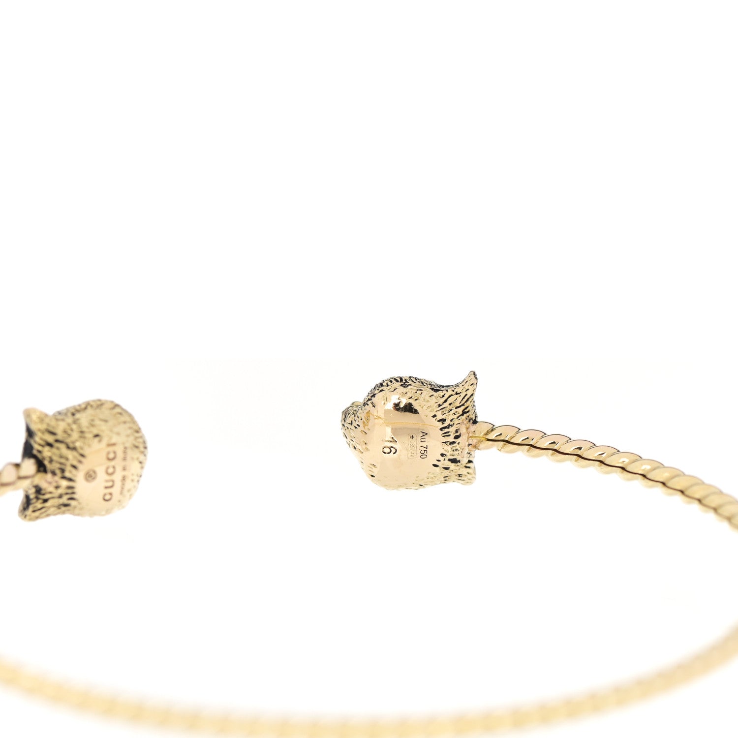 Gucci 18K Yellow Gold Diamond Marche des Merveilles Tiger Cuff Bracelet 4 of 4