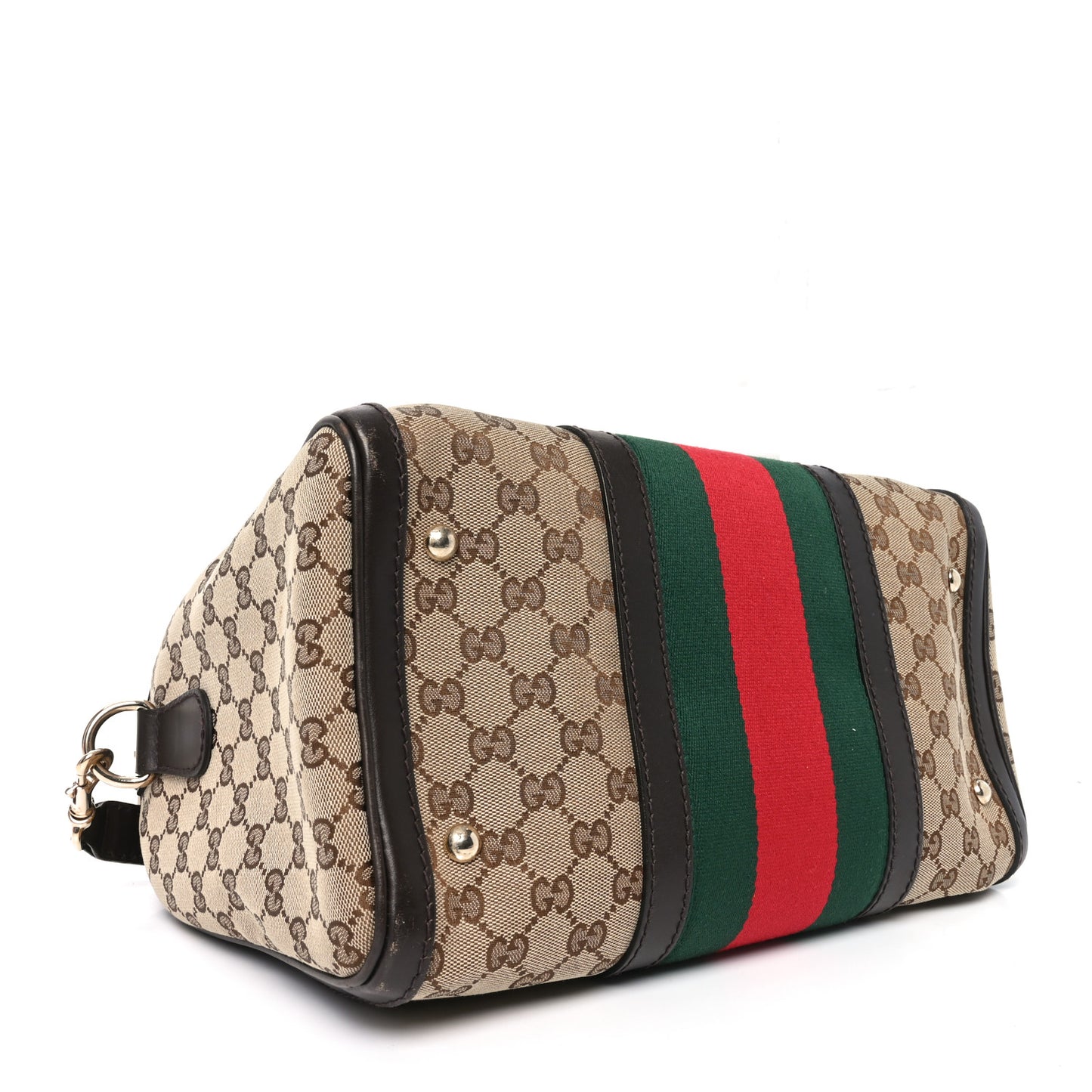 Monogram Selleria Calfskin Vintage Web Medium Boston Beige Ebony Cocoa