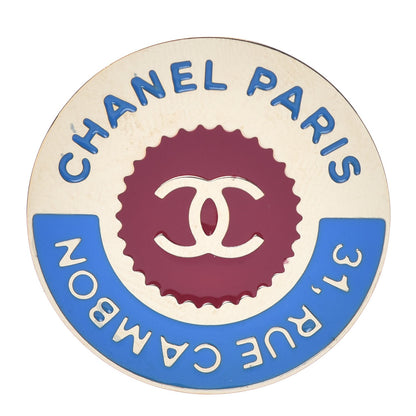 Chanel Enamel Rue Cambon CC Pin Brooch Blue Red Gold 1 of 6