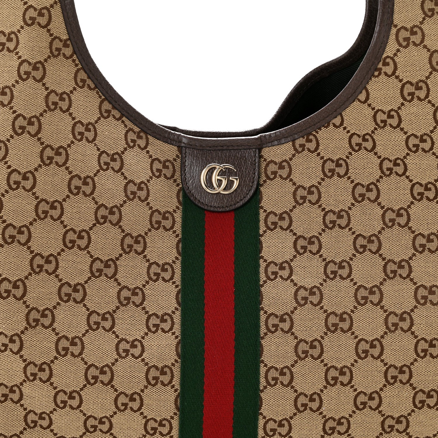 Gucci GG Monogram Web Large Giglio Tote Beige Brown 8 of 10