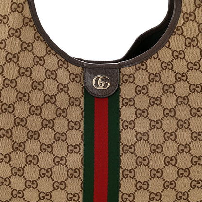 Gucci GG Monogram Web Large Giglio Tote Beige Brown 8 of 10