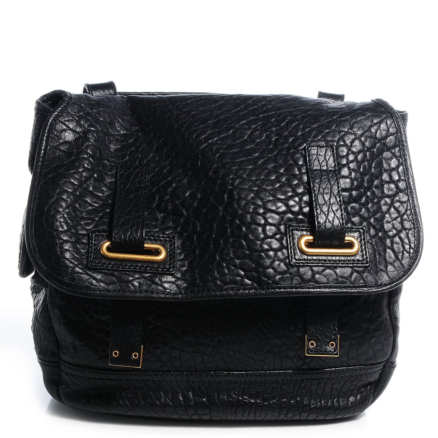 Leather Medium Besace Flap Black