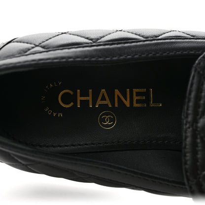 Chanel Lambskin Quilted CC Heart Loafers 40 Black 7 of 7