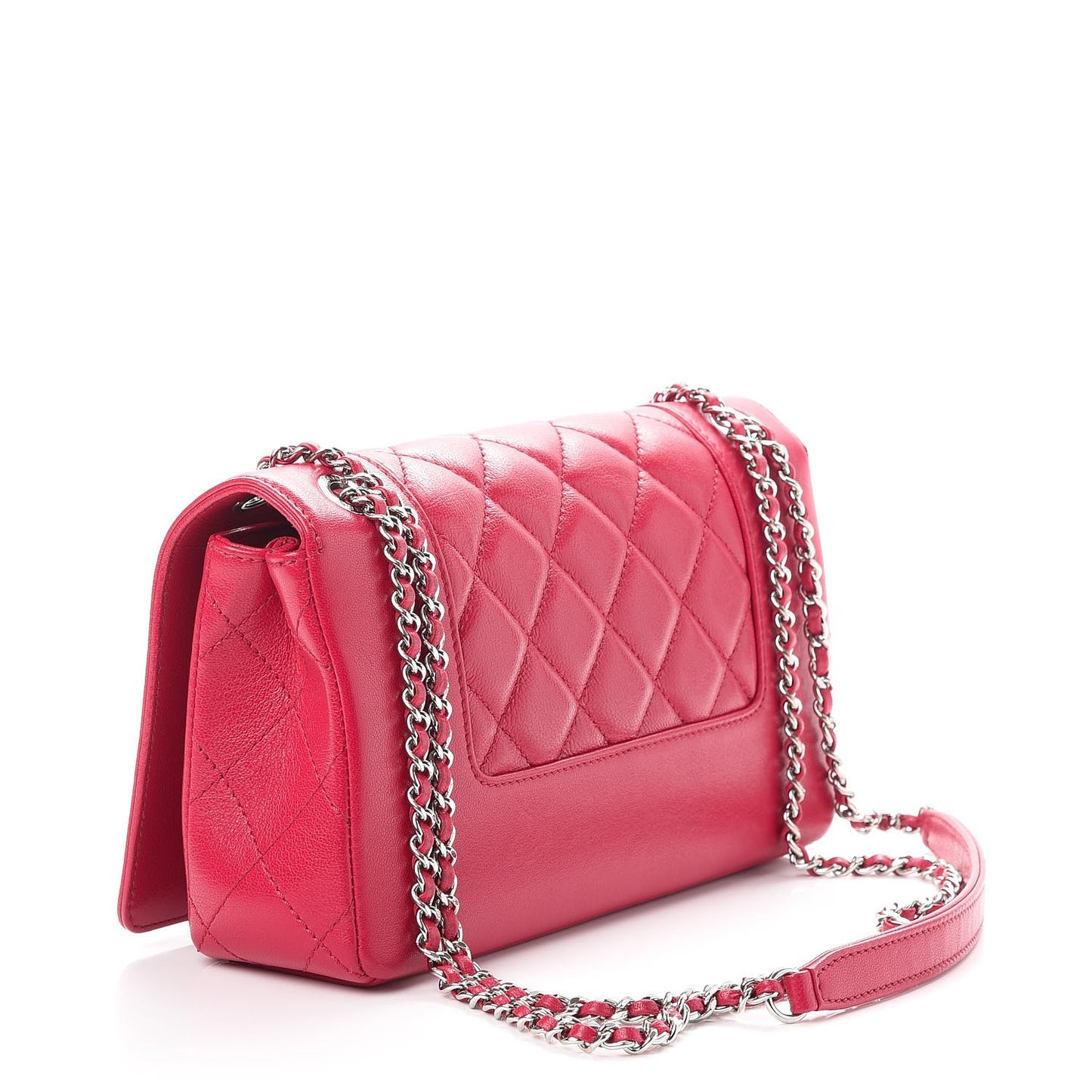 Iridescent Sheepskin Quilted Small Vintage Mademoiselle Flap Dark Pink