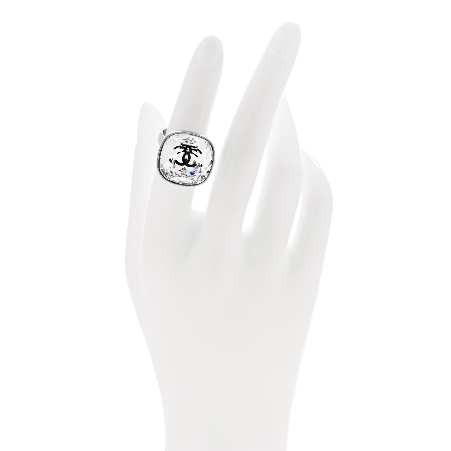 Crystal Square CC Ring 49 5 Silver