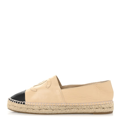 Chanel Lambskin CC Espadrilles 41 Beige Black 1 of 12