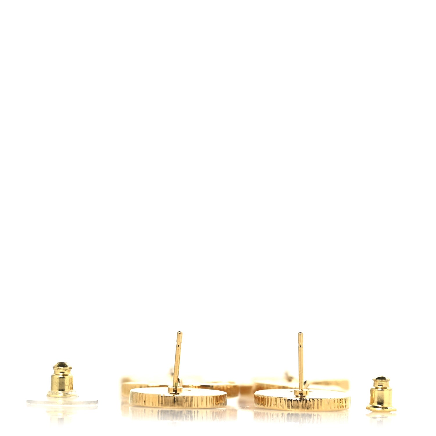 Chanel Metal Resin Disc CC Long Drop Earrings Gold Black 3 of 4