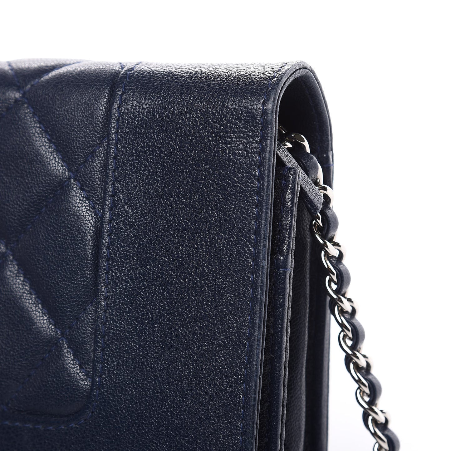 Sheepskin Quilted Mademoiselle Vintage Wallet On Chain WOC Blue