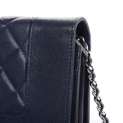 Chanel Sheepskin Quilted Mademoiselle Vintage Wallet On Chain WOC Blue 11 of 19