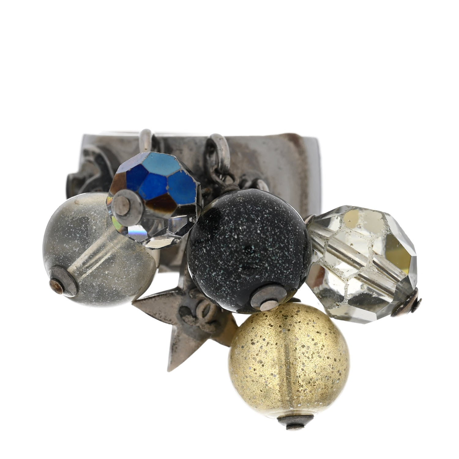 Chanel Ruthenium Beaded CC Star Ring 6.25 1 of 4