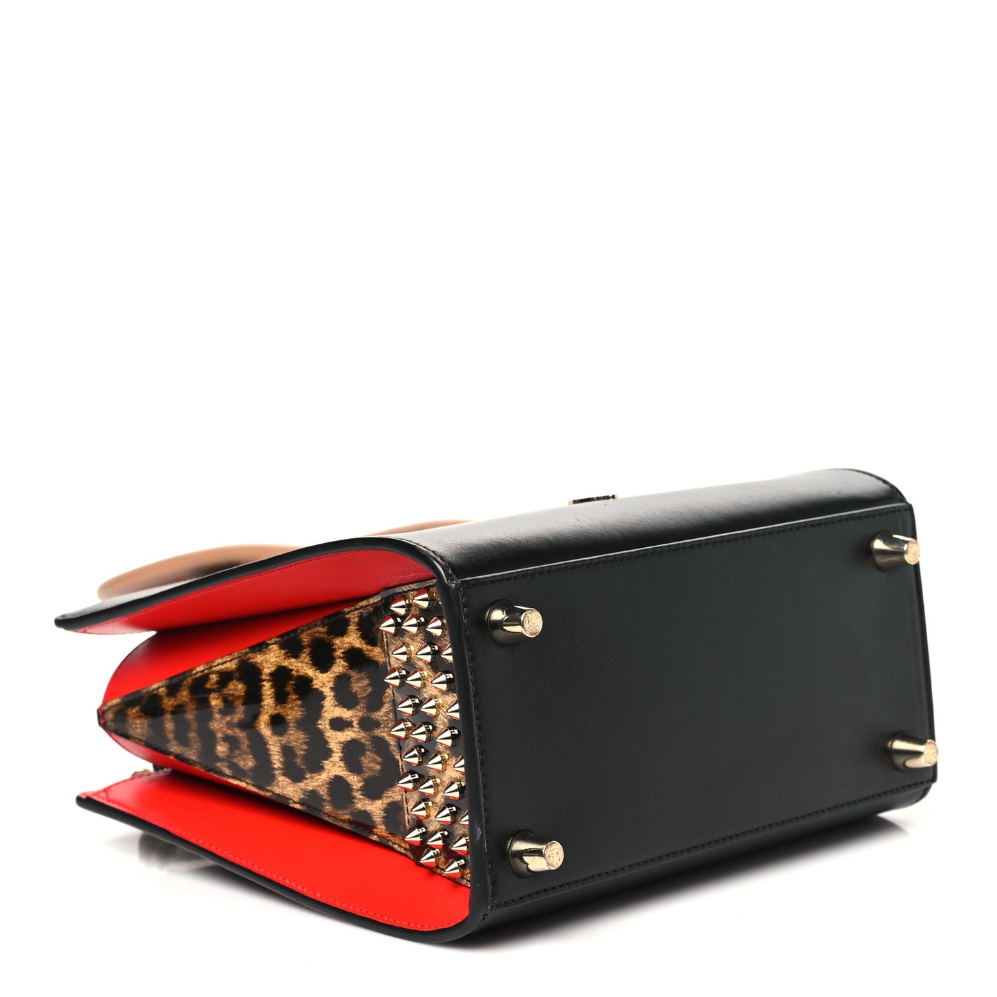 Calfskin Patent Leopard Studded Small Paloma Black