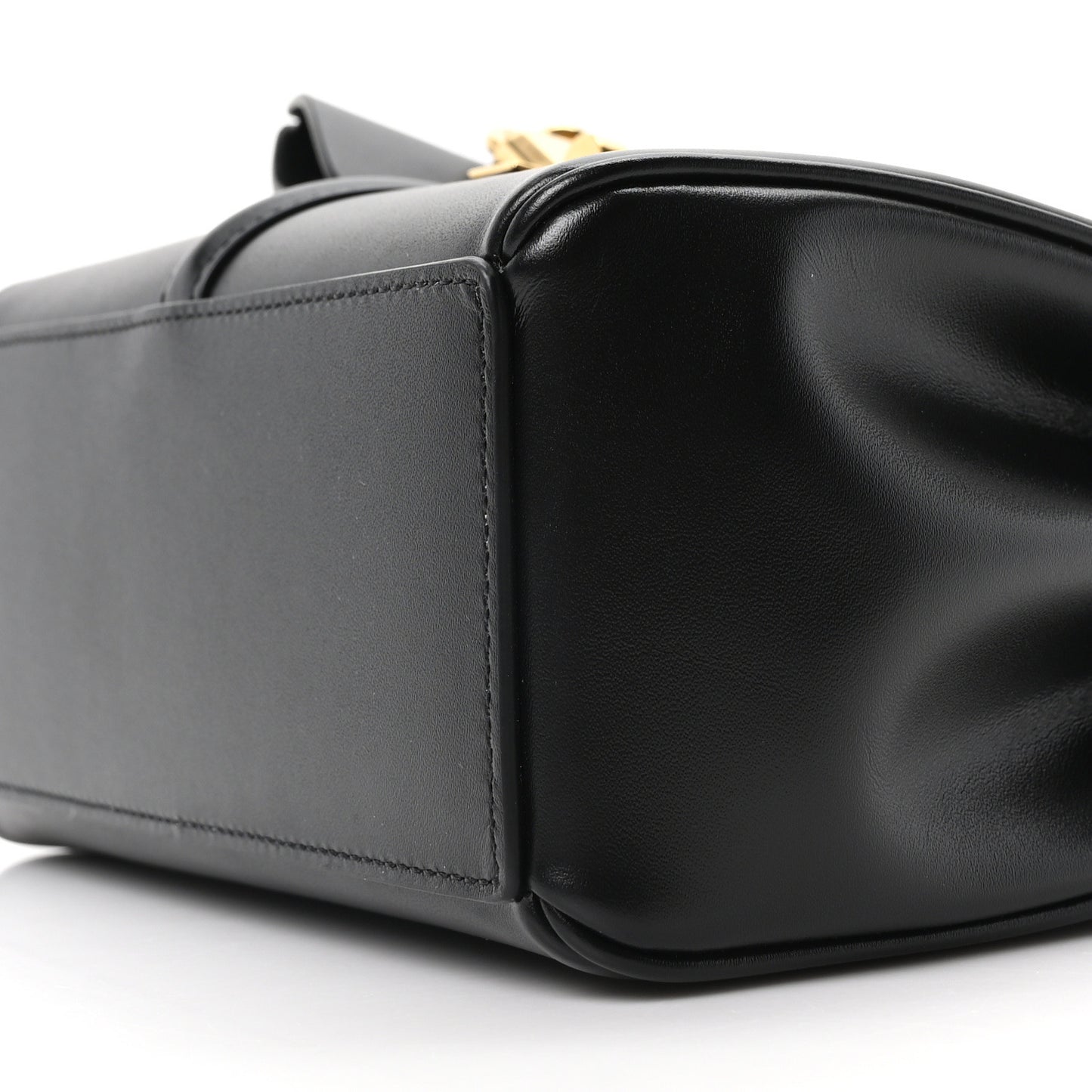 Satinated Calfskin Mini 16 Top Handle Bag Black