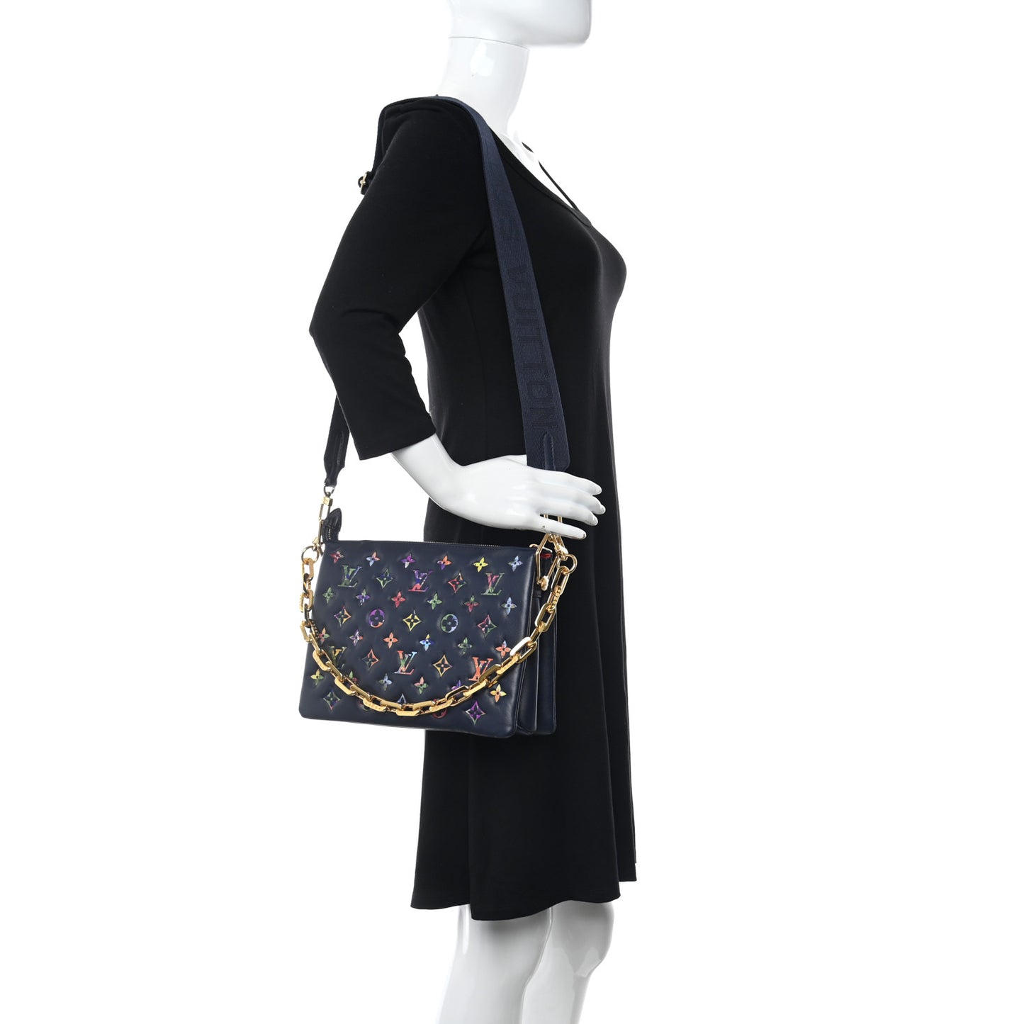 Lambskin Embossed Monogram LV Garden Coussin PM Navy