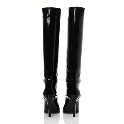 Saint Laurent Patent Calfskin Diane 100 Boots 37 Black 6 of 13