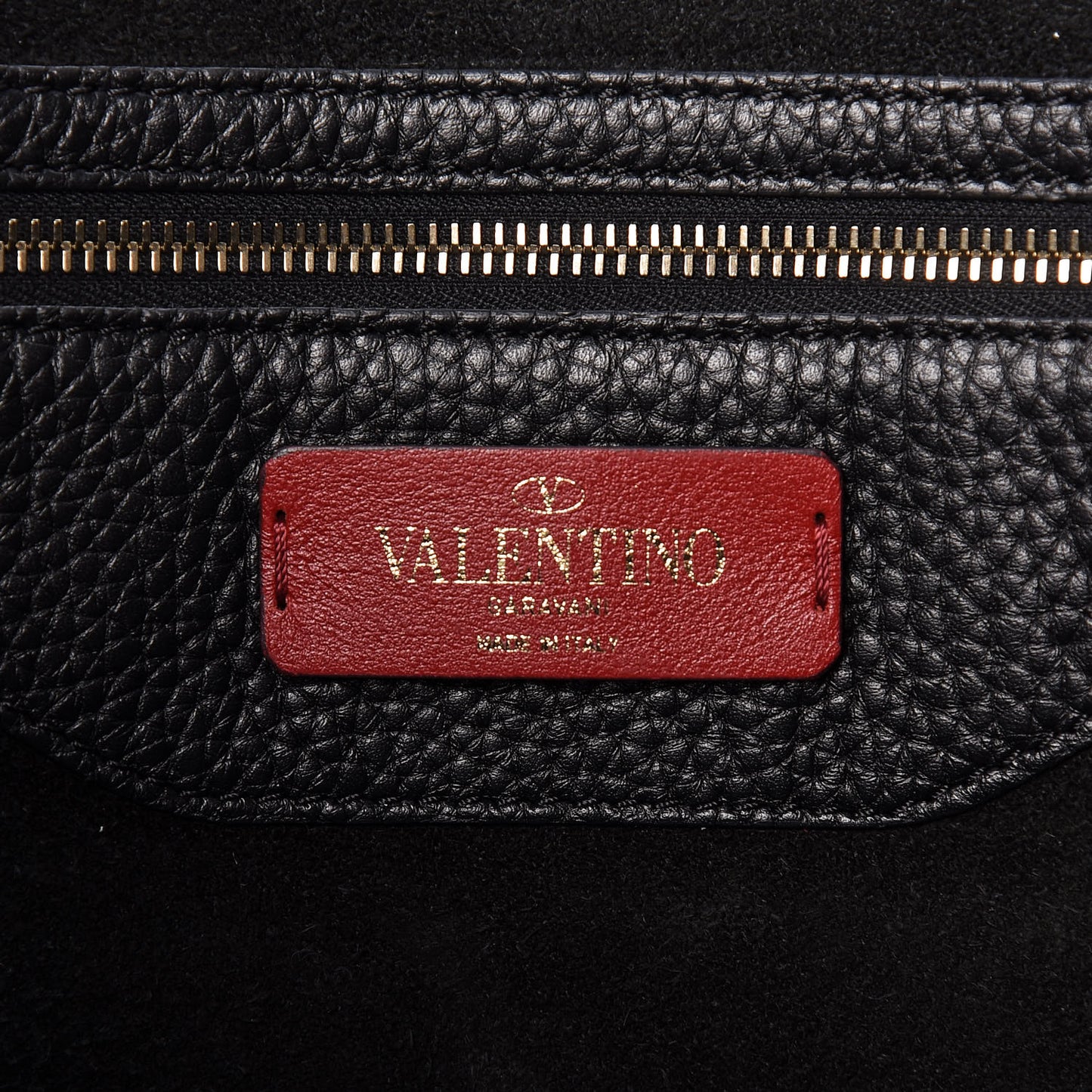 Grained Calfskin Rockstud Shoulder Tote Black