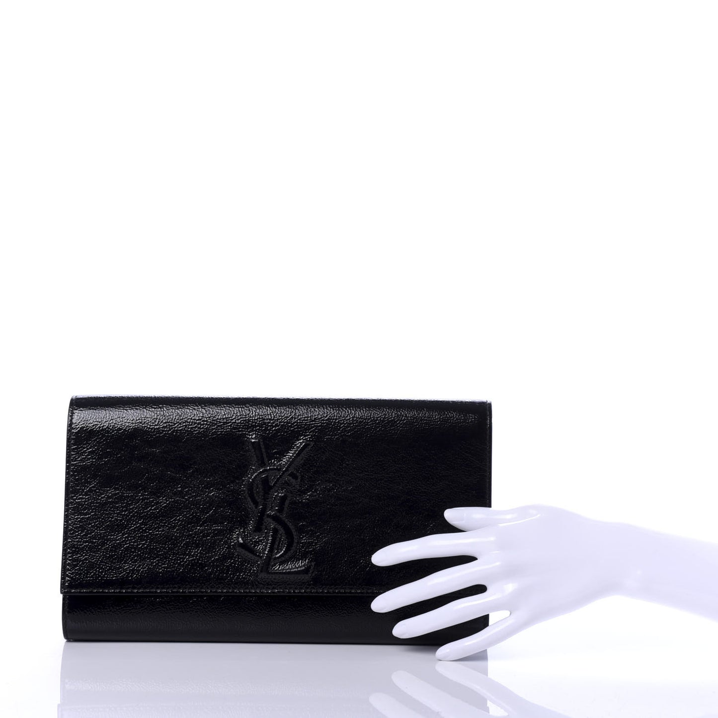 Textured Patent Monogram Small Belle De Jour Clutch Black