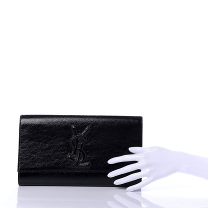 Saint Laurent Textured Patent Monogram Small Belle De Jour Clutch Black 2 of 7