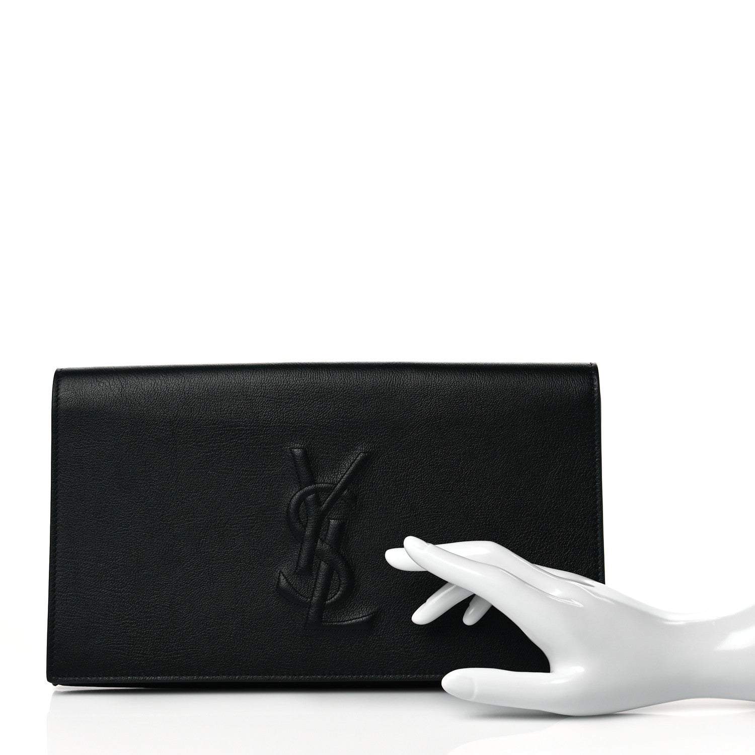 Saint Laurent Calfskin Monogram Large Belle De Jour Clutch Black 3 of 11